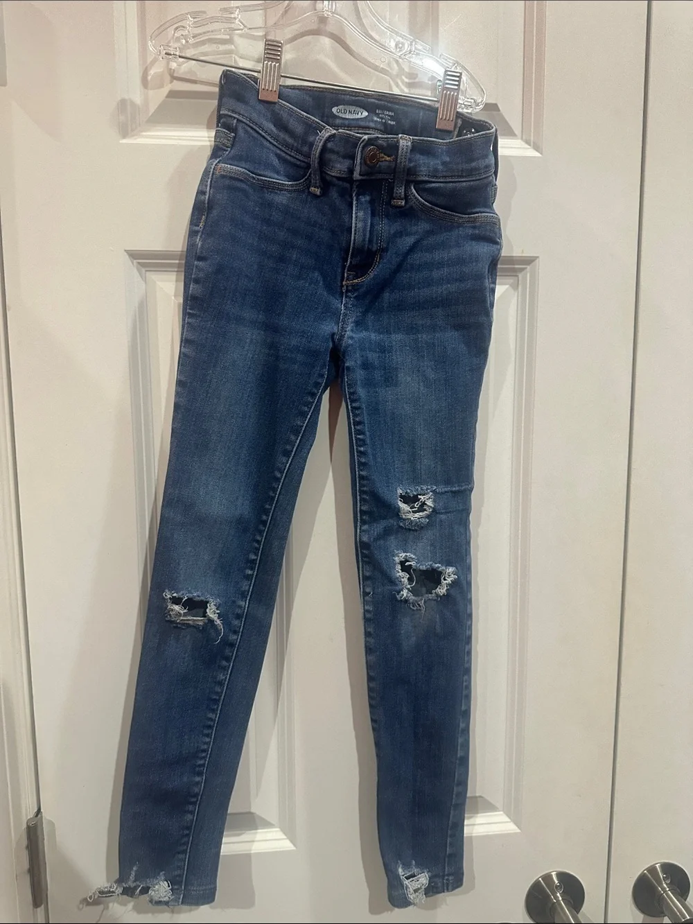 NWOT Old Navy Kids Dark Blue Distressed Skinny Jeans size 10